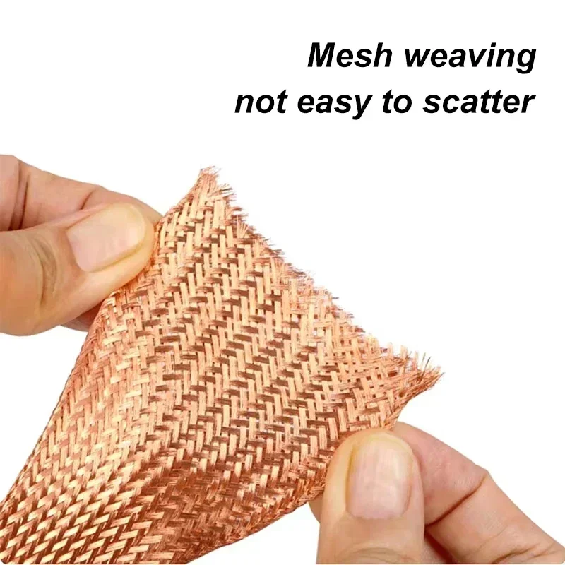 1 - 20M Metal Braided Sleeving Width 2mm ~ 28mm Expandable Screening Signal Wire Cable Shielded Sheath Pure Copper Tinned Copper