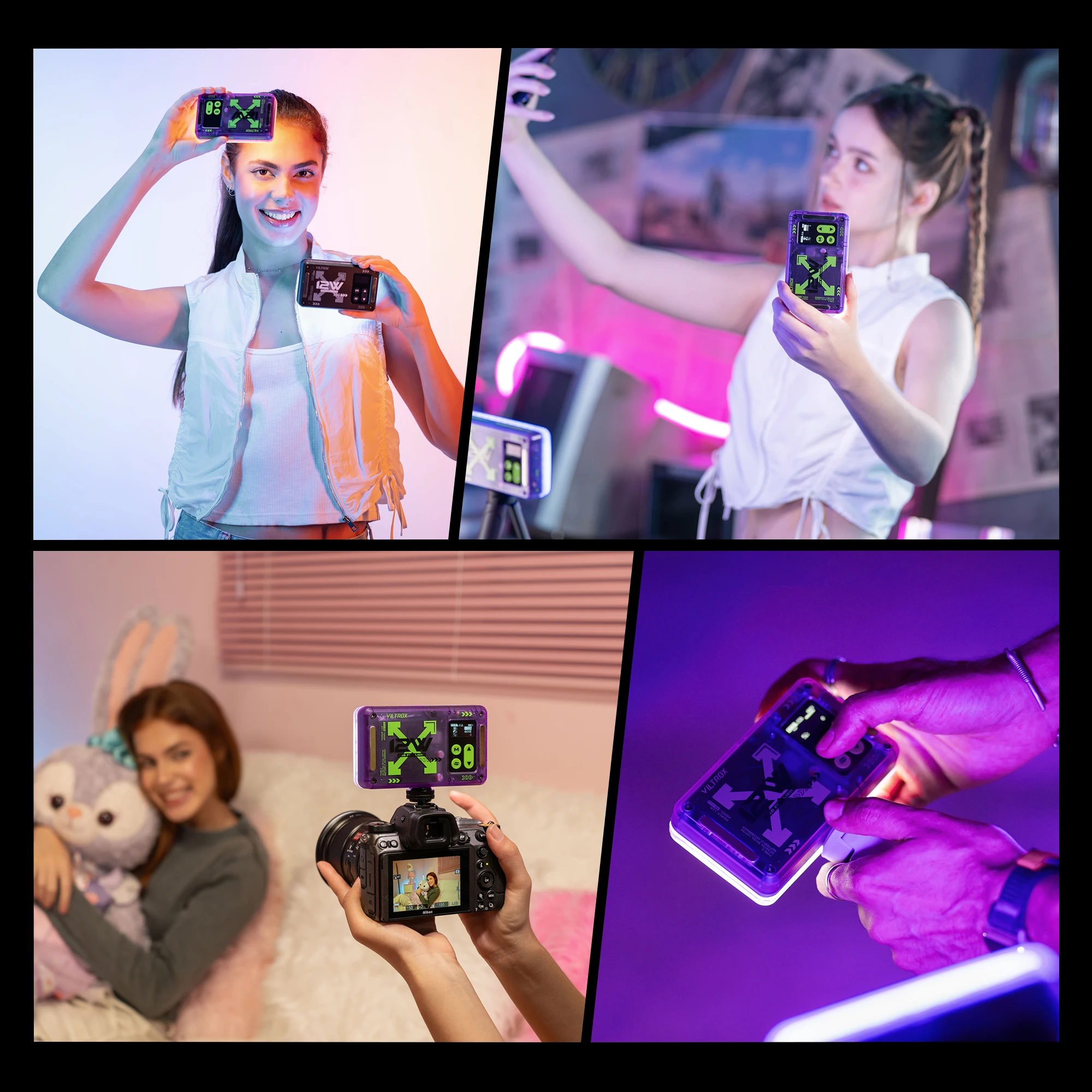 VILTROX RB-V12 Magnetic RGB Video Light 360° Full Color Portable LED Camera Light Panel with APP Control 2500K-8500K CRI 97+