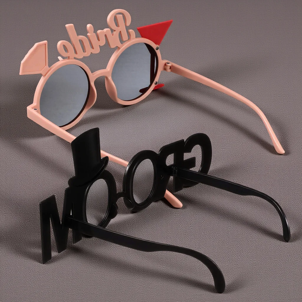 

2pcs Bride Groom Party Sunglasses Funny Glitter Glasses For Bachelor Wedding Photo Props Novelty Eyewear Bridal Shower