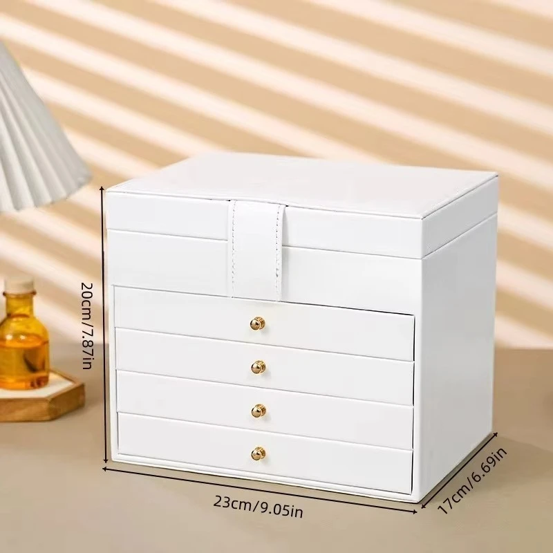 ZZ-23  Drawer Three-layer Leather Jewelry Storage Box Necklace Jewelry Gold Jewelry Desktop Large Capacity Storage