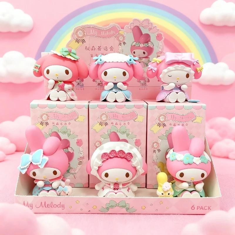 Sanrio Piquenique Morango Surprise Blind Box My Melody Tea Party Handgemachtes Geschenk Miniso Desktop-Dekoration