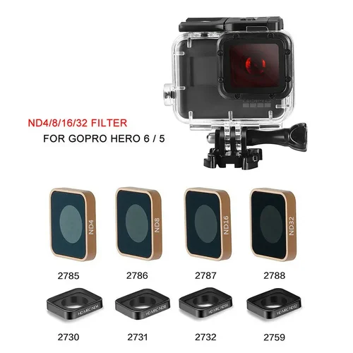 Imagen 1 del producto Filtro de lente de cámara impermeable para Gopro Hero 7 Black 6 5, Protector de lente de cámara de acción, ND4, ND8, ND16, ND32, densidad neutra, nuevo