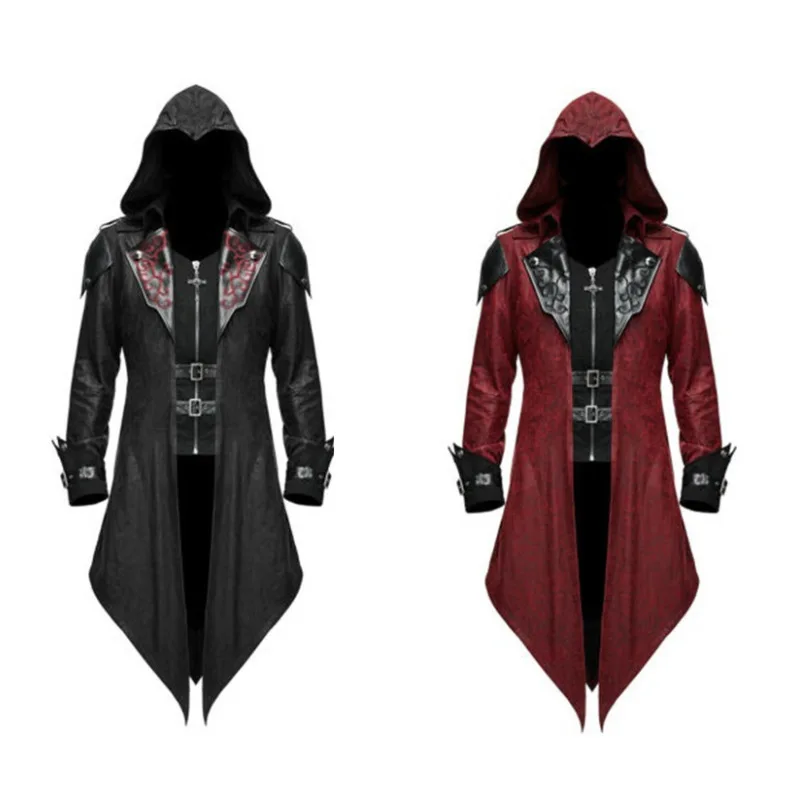 

Medieval loween Vintage Patchwork Jaet Men's Gothic Assassin k Costume Ethnic Stage Clothing M Model Faion ow