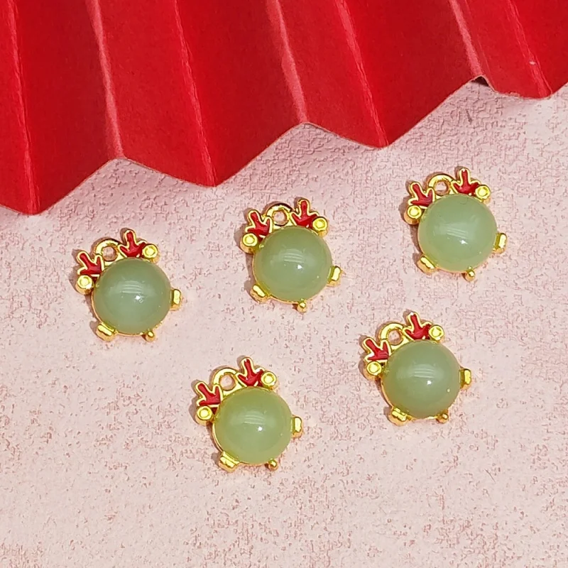 20PCS SET New Style Alloy Gold Jade Dragon Horn Pendant Handmade diy Bracelet Necklace Material Accessories Jewelry