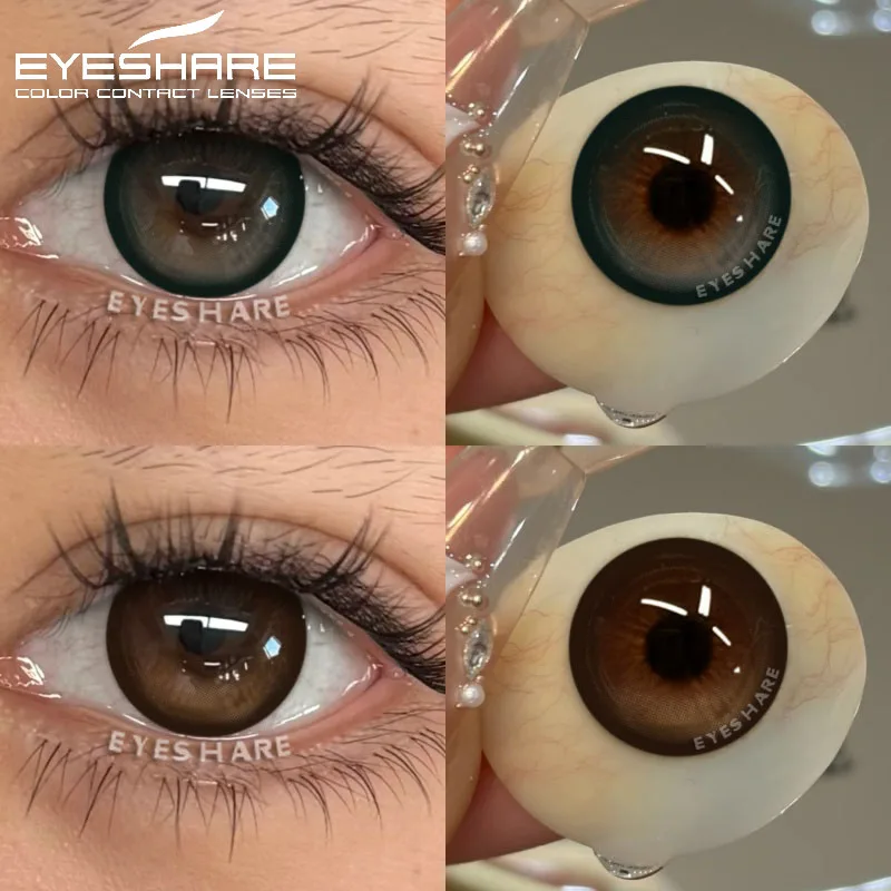 EYESHARE 1 Paar Farbige Kontaktlinsen für Augen Kosmetische Braune Kontaktlinsen Farblinsen Schwarze Linsen Schönheitslinsen Blaue Augenlinsen Jahreslinsen