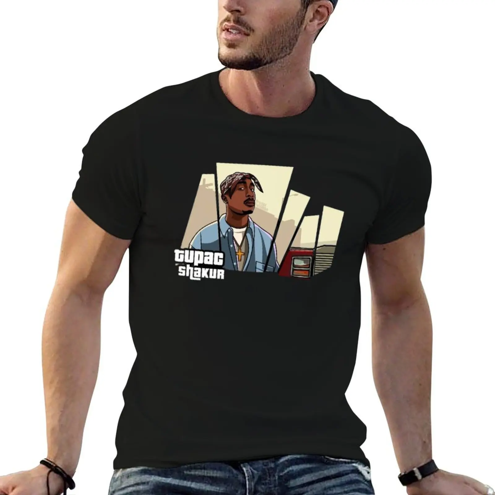 Gym Rat:Tupac Trend T-Shirt Vintage Style Printed Top