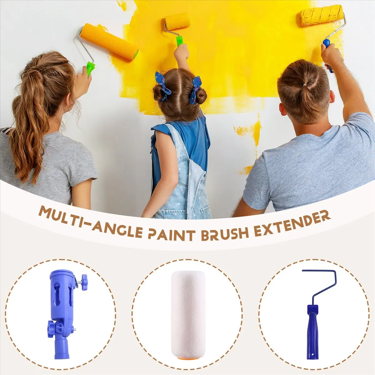 Multi-Angle Paint Brush Extender Paint Pole Extension Device Removable Extension Rod for High Ceiling