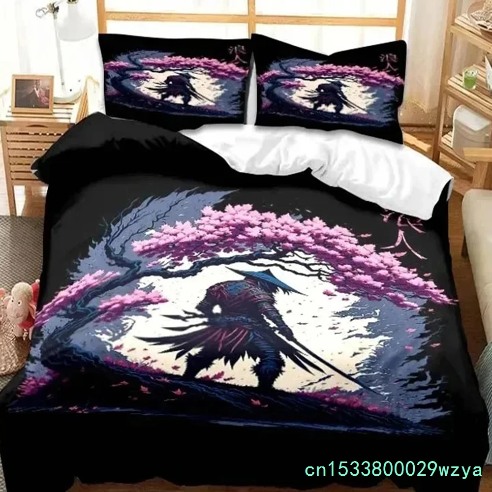 Japanese Samurai Bedding Set Soft Duvet Cover Set Men Teen Bedroom Single Double King Size Duvet Cover Pillowcase Boy Gift