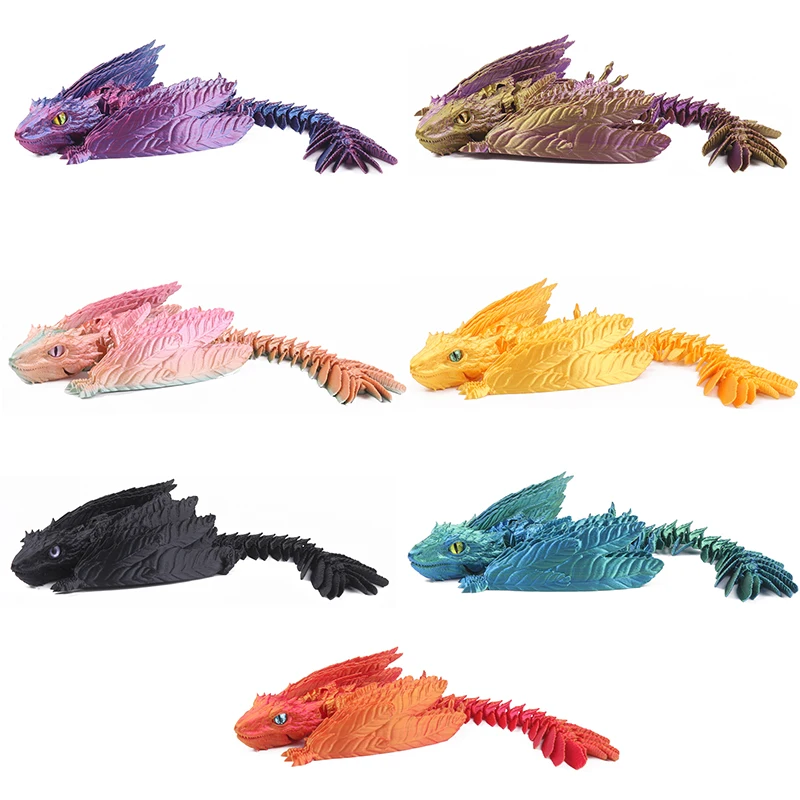 Feathered Wyvern Dragon 3D Printed Dragon Articulated Dragon Dragon 3D Printed Toys Desktop Pet