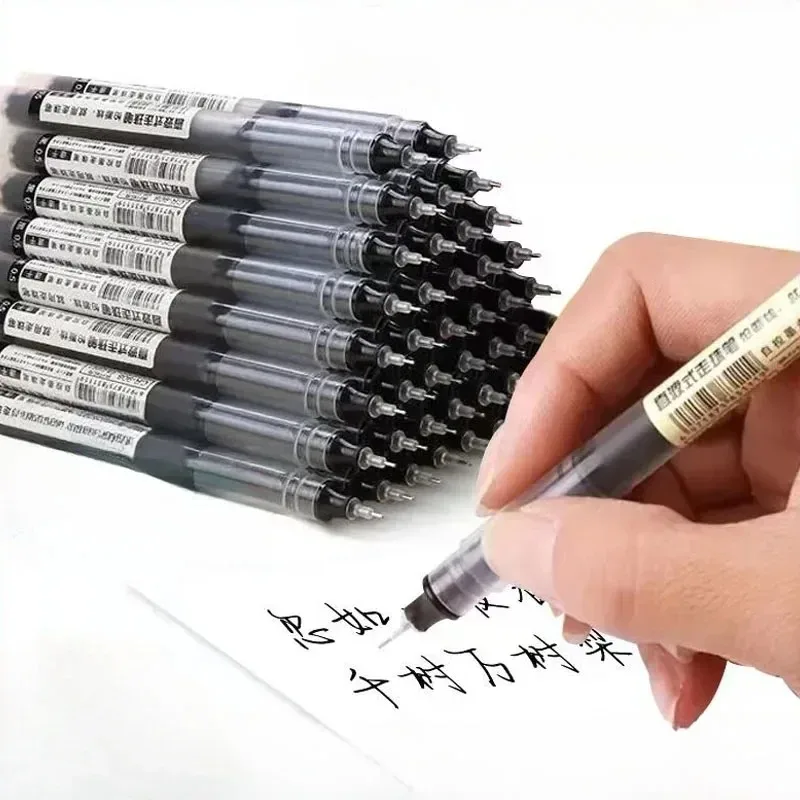 

10 шт., гелевые ручки иглы, черные, синие, красные чернила, прямая жидкая ручка Kawaii, канцелярские принадлежности, школьные и офисные принадлежности