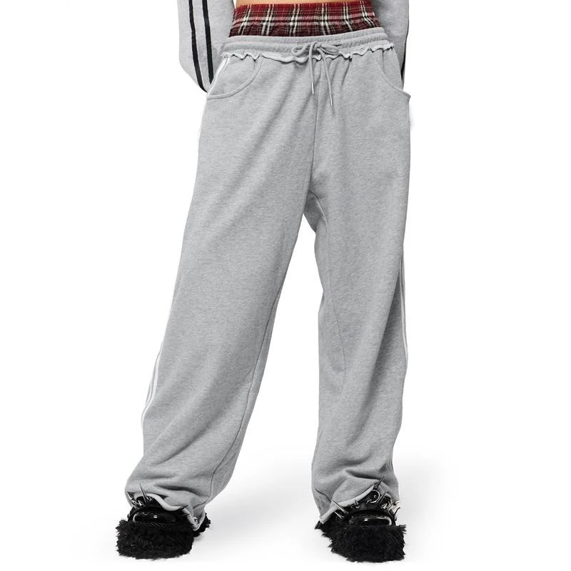 Two-Piece Set With Double Waist Head Fake Bathroom Pants For Sports Leisure 2026 Fashion American Retro College Style Loose Fit
