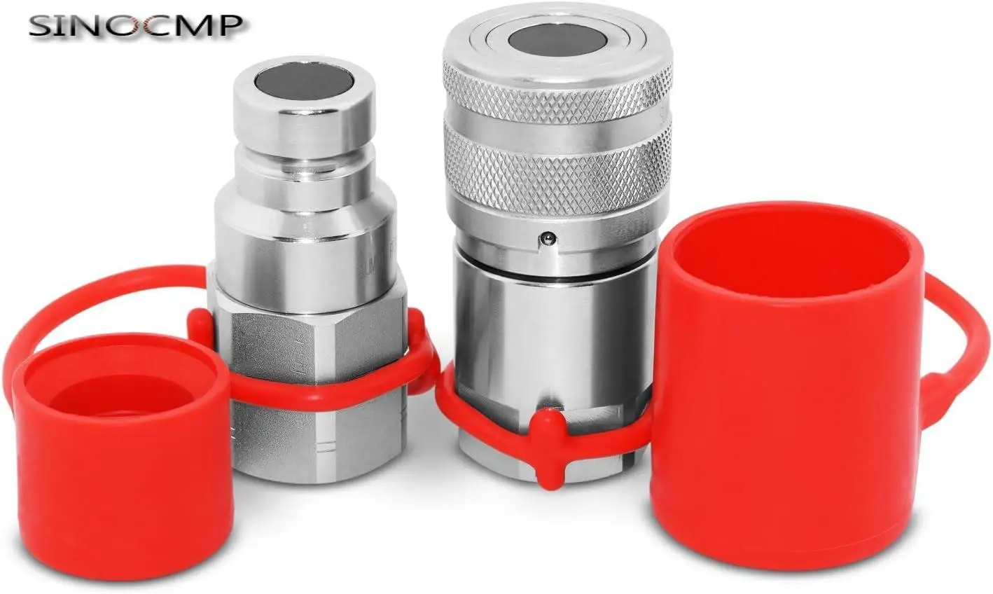 

3/4" NPT Hydraulics Couplings Set Excavator Quick Plug Quick Connect Quick Coupler w/Dust Cap Car Parts Replacement