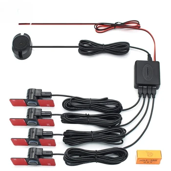 Car Parking Sensor Assistant Parktronics 4 Black/Silver/White 13mm Flat Sensors Reverse Radar Sound Buzzer Alarm Sound