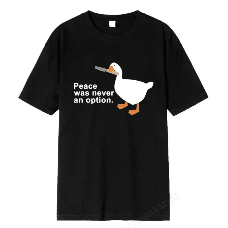 Internet Famous Big White Duck Funny Printed  Cotton T-Shirt Men Women Couple Short Sleeve Black Tshirt Graphic Clothing