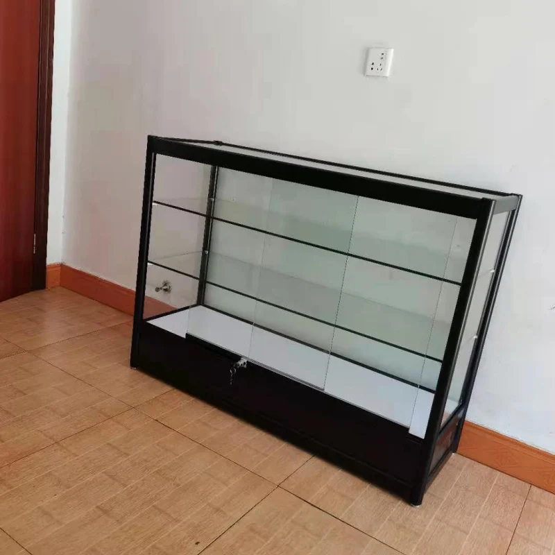 custom，Floor Standing Glass Display Cabinet With Lights For Toy And Models Shelves Showcase