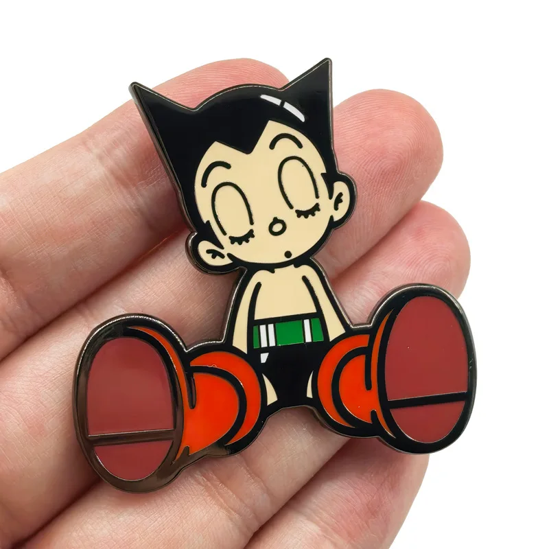 Mighty Atom Metal Pins Anime Tetsuwan Atom Badges Astroboy Pendant Animation Brooches for Bag Backpack Clothing Lapel ACG Toys