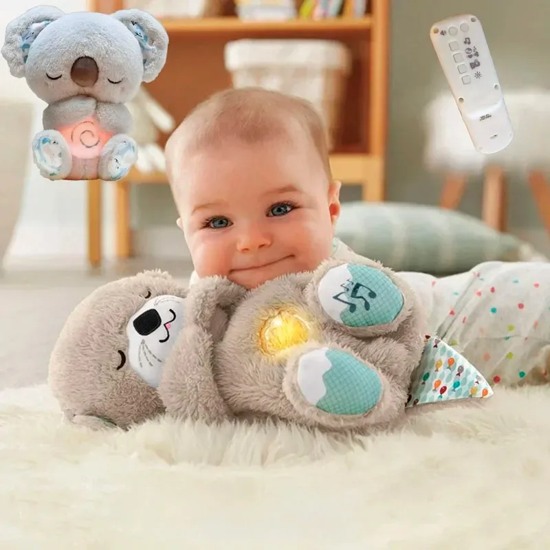 Breathing Otter Sleep and Playmate Otter Musical Stuffed Baby Plush Toy with Light Sound Newborn Sensory Comfortable Baby Gifts