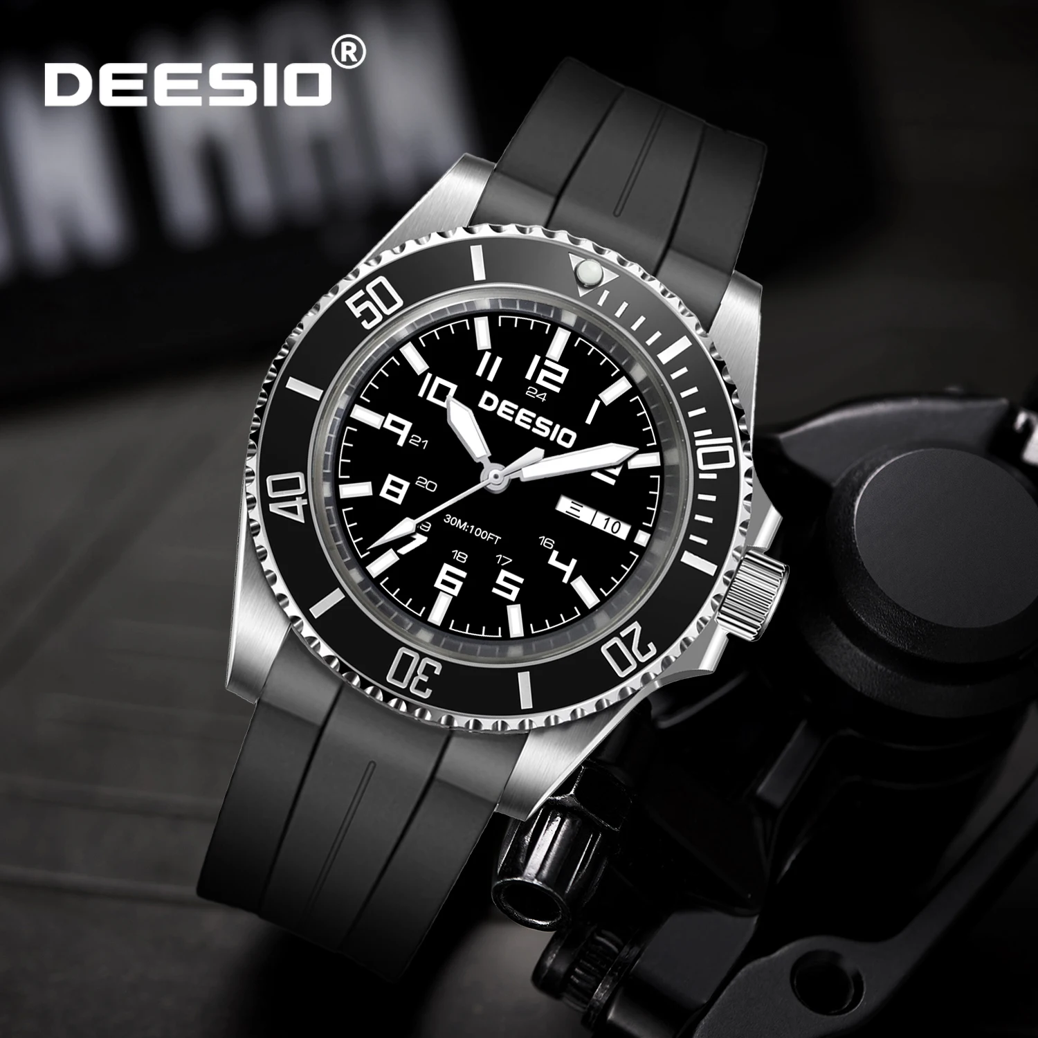 

Мужские автоматические механические часы Deesio, сапфировое стекло из нержавеющей стали 316L, светящиеся стрелки, дата, деловые наручные часы, водонепроницаемые