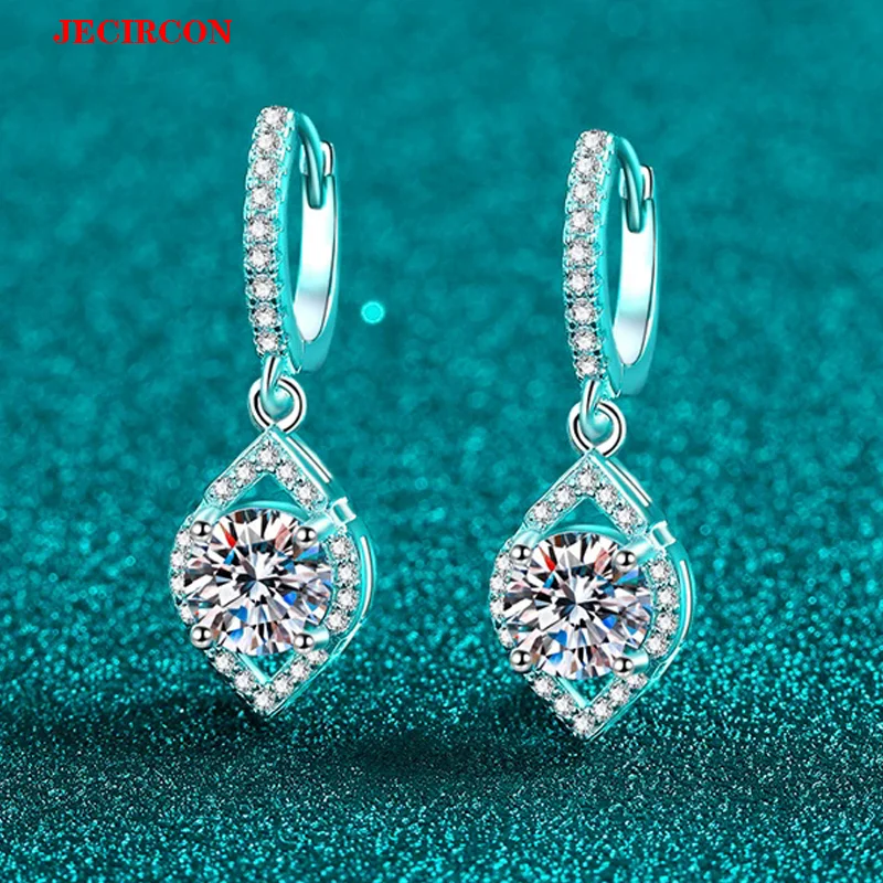 

JECIRCON S925 Sterling Silver Moissanite Earrings, 1ct Waterdrop-shaped Dangle Earrings, Stylish & Versatile for Daily Commuting