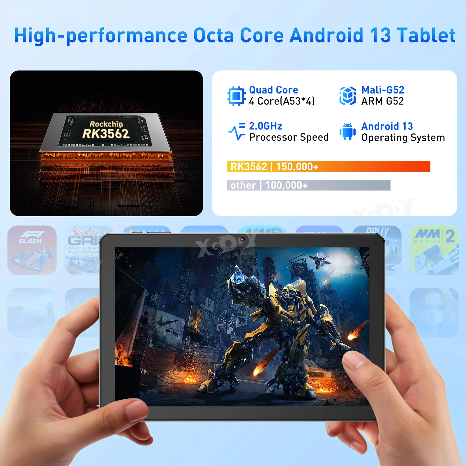 XGODY WiFi Tablet Android Pc 10.1 Inch Kids Learning Education Tablets Children\'s Gift 4GB RAM 64GB ROM Quad-core 7000mAh