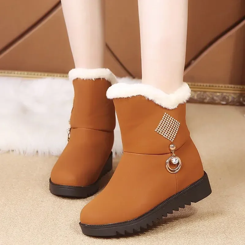 

Women's Snow Boots Round Toe Suede Velvet Lining Non-slip Thick Sole Short Barrel Low Heels Winter Botas En Oferta Para Muje..