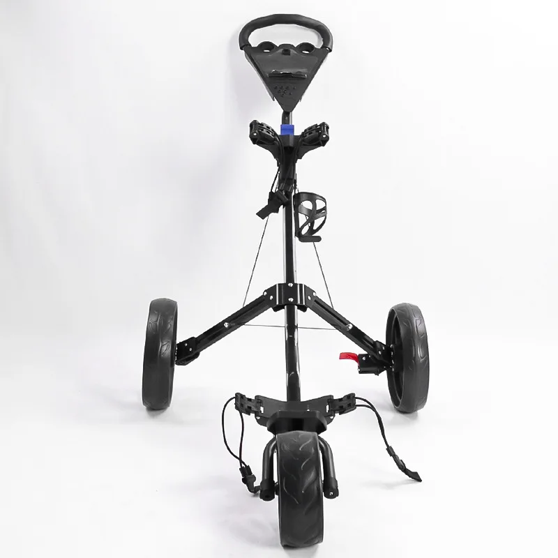 Chariot de golf à nervures poussées avec support de carte de pointage, sac de rangement pliable ultra léger, chariot à 3 roues