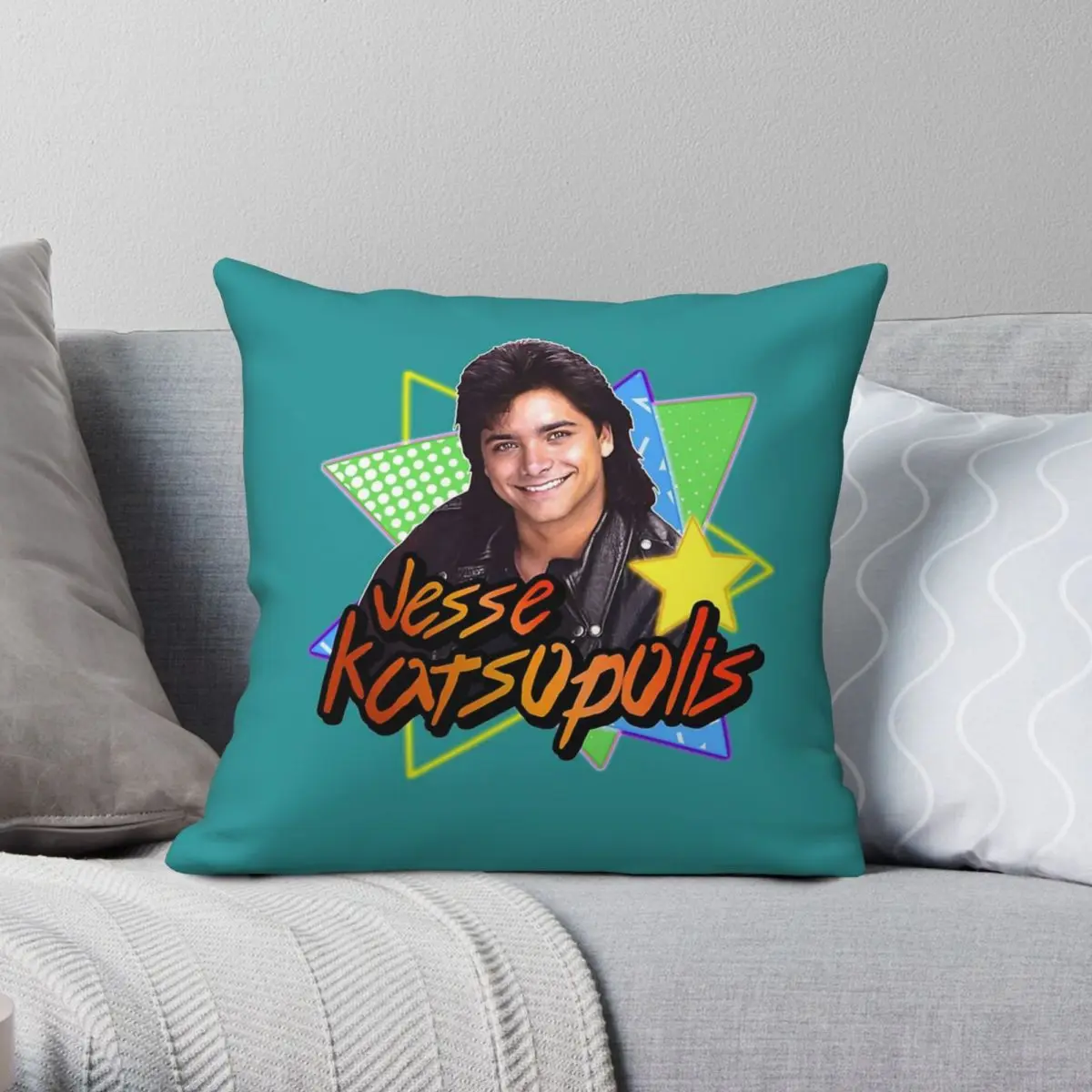 Jesse Katsopolis Full House Square Pillowcase Polyester Linen Velvet Creative Decorative Pillow Case Home Cushion Cover 45x45