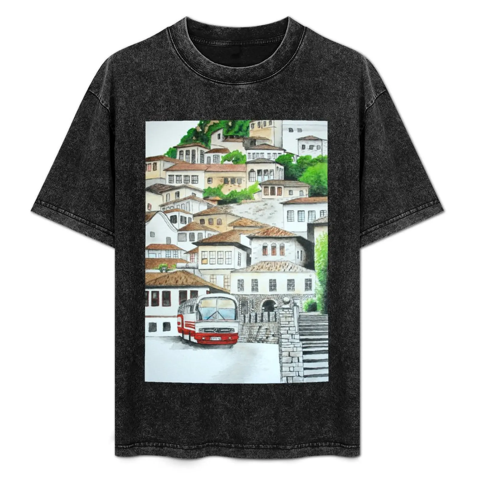 Berat Albania Watercolour Painting T-Shirt blacks man clothes sweat shirts, men