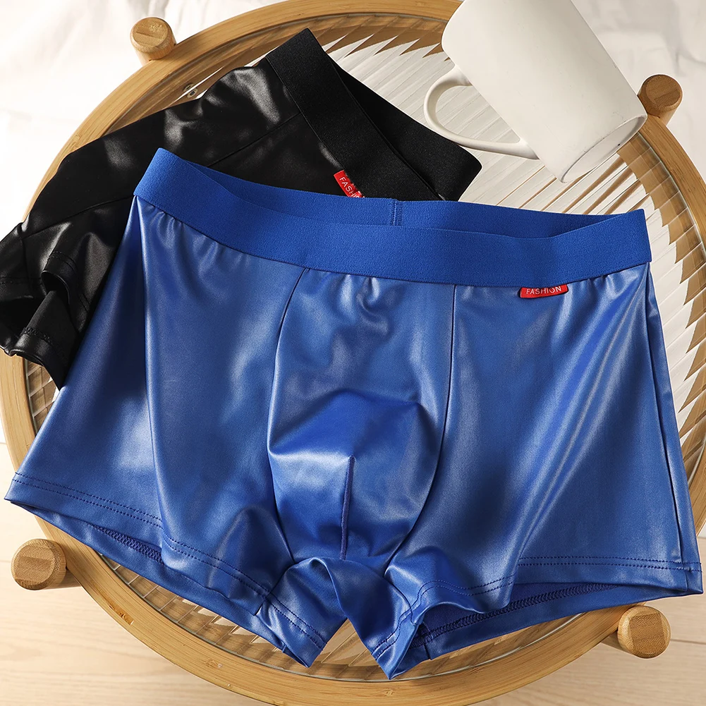 Männer Kunstleder Boxershorts Unterwäsche für Mann Slips U Convex Pouch Dessous Unisex Höschen Badehose Clubwear Herren Unterhosen