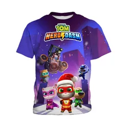 2024 My Talking Tom Printed Baby Tops Boys Clothing Kid's T-Shirt Cartoon Cat Shirt Fashion 3-13 Years Old Girls Tees