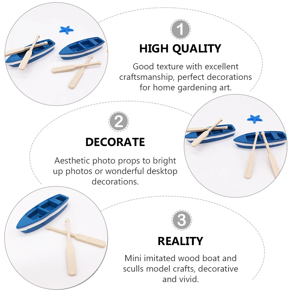 

4Sets WoodenSculls MiniatureBoat ModelKits NauticalDecorations SailingResinCraft DIYMaterials HomeGardenArt PhotoProps