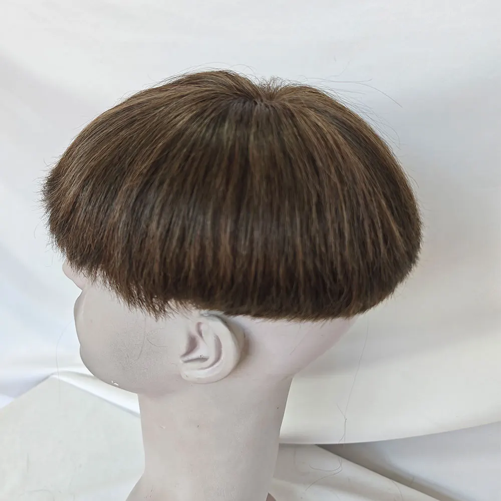 Men's 3-4 Inch Cut European Human Hair Toupee 8x10 Lace Front Mono PU Base 130% Density Wig for Hair Loss Natural Look