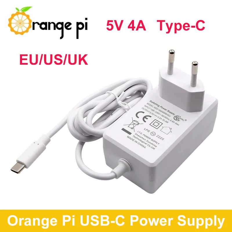 

5V 4A USB-C Power Supply for Orange Pi 5 Plus / 5B / 5 / 4LTS / 800 DC 20W Type C Power Charger Adapter for Raspberry Pi 4