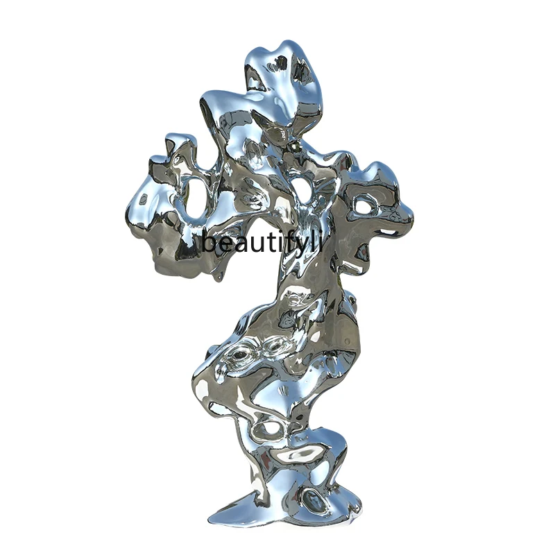 

Shopping mall lobby simulation Taihu stone fiberglass plating sculpture large floor ornament staircase corner