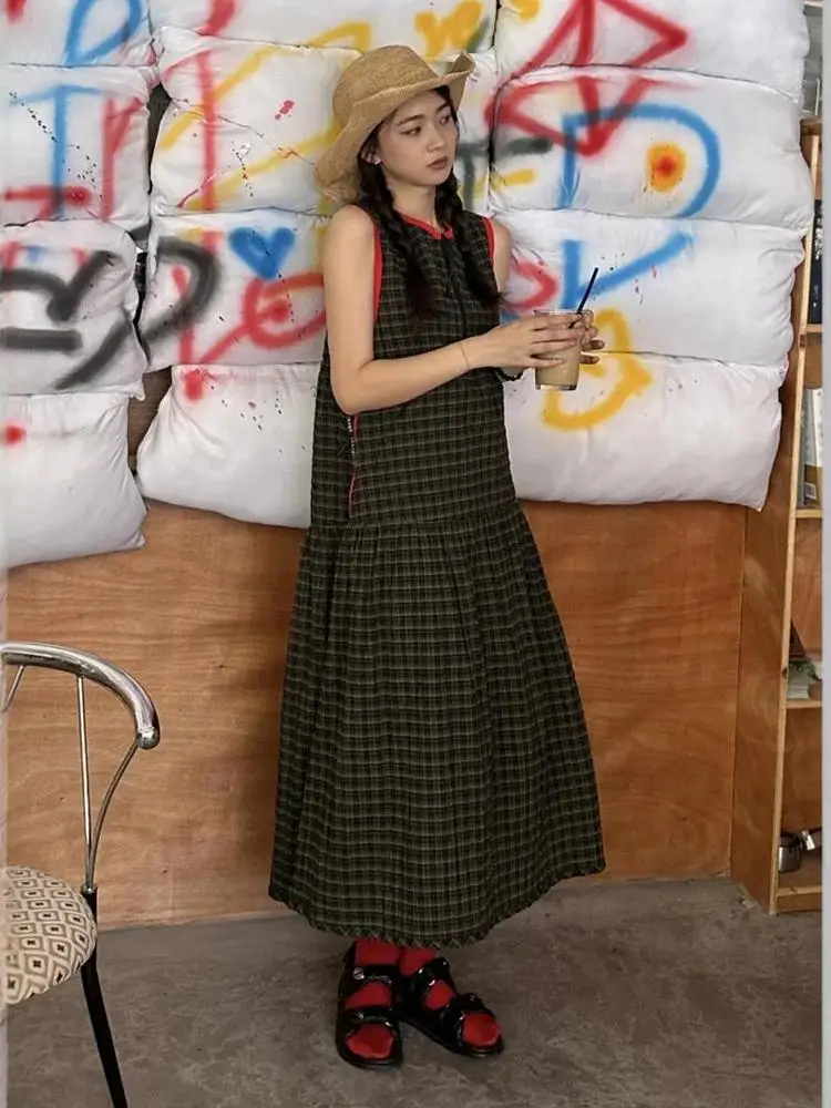 

DesiGar Plaid A-Line Dr round Ne Svel Midi Dr Casual Sle Women's Faion Autumn Season Soft Comfortable Fabric