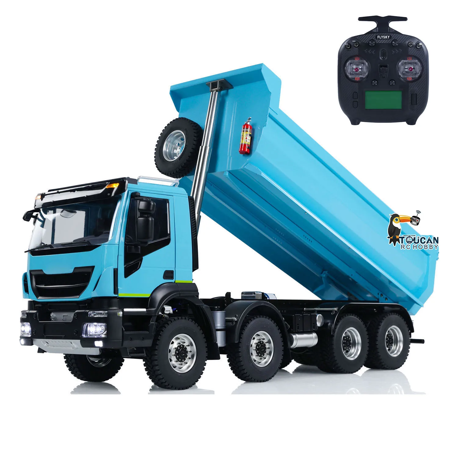 8x4 1/14 Hydraulic RC Tipper Car Painted Assembled Metal 2-speed Radio Control Dump TruckDifferential Lock Axles Light Sound Toy
