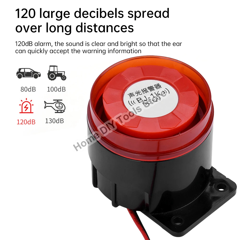 BJ-1K Wired Mini Sound Alarm Siren Horn 12V 24V 220V High Decibel Sound And Light Electronic Buzzer Anti-theft Horn