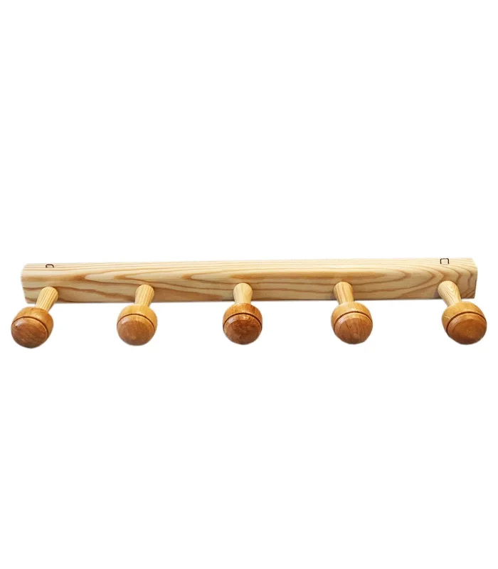 Tradineur 5 knobs with 5.2x57.5x10.3 cm door hooks wood coat rack for coats and hats