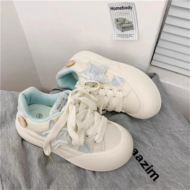 

Women's Star Sneakers Summer 2024 Trendy Thick Bottom Heightening Breathable Versatile Sports Shoes Polyester Fiber