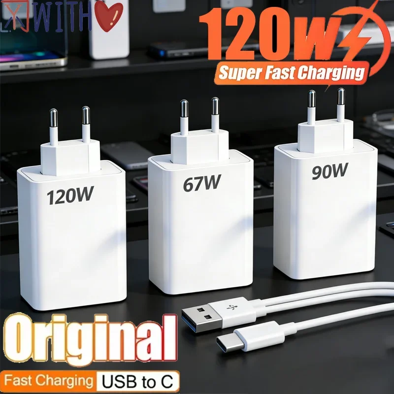 For Xiaomi 120/90/67W Ultra Fast Charging Phone Fast Charger Quick USB Type-C High-performance Adapter For Huawei VIVO iPhone
