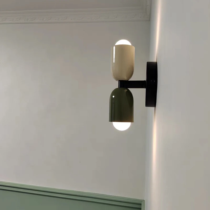 Imagem -06 - Nordic Led Double Head Wall Lamp Minimalista Creme Sconce Cabeceira Wall Light Sala de Estar Quarto Estudo Decoração de Interior