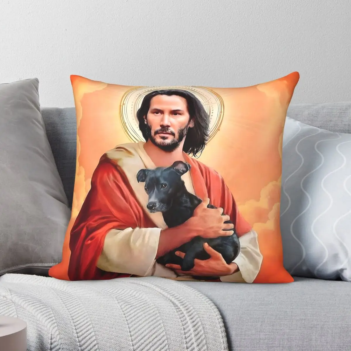 Keanu Reeves As Saint Square Pillowcase Polyester Linen Velvet Creative Zip Decorative Home Cushion Cover