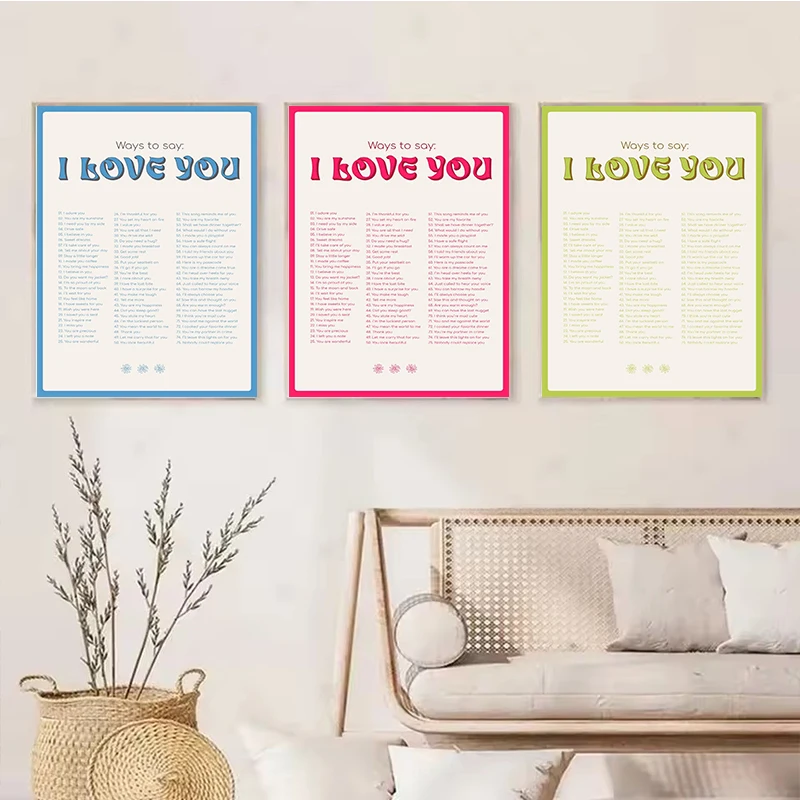 Nordic More Amor Por Favor Colorful Eclectic Pink Love Girls Quote Wall Art Canvas Painting Poster for Living Room Decor Picture