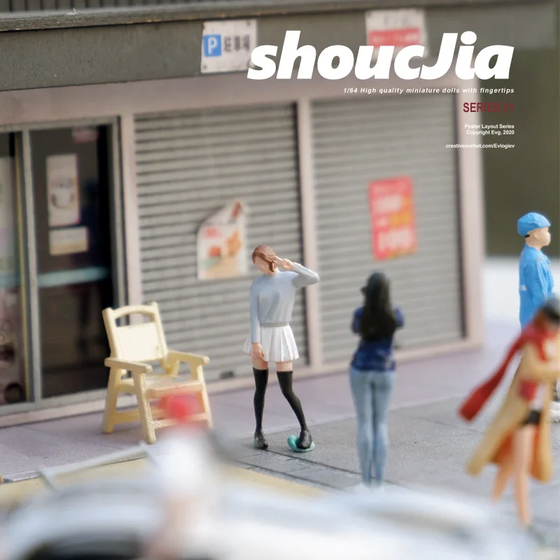 1:64 アニメ JK ガールミニ人形フィギュアモデルミニチュア写真の小道具シーンモデル DIY 砂テーブル造園装飾品ギフト