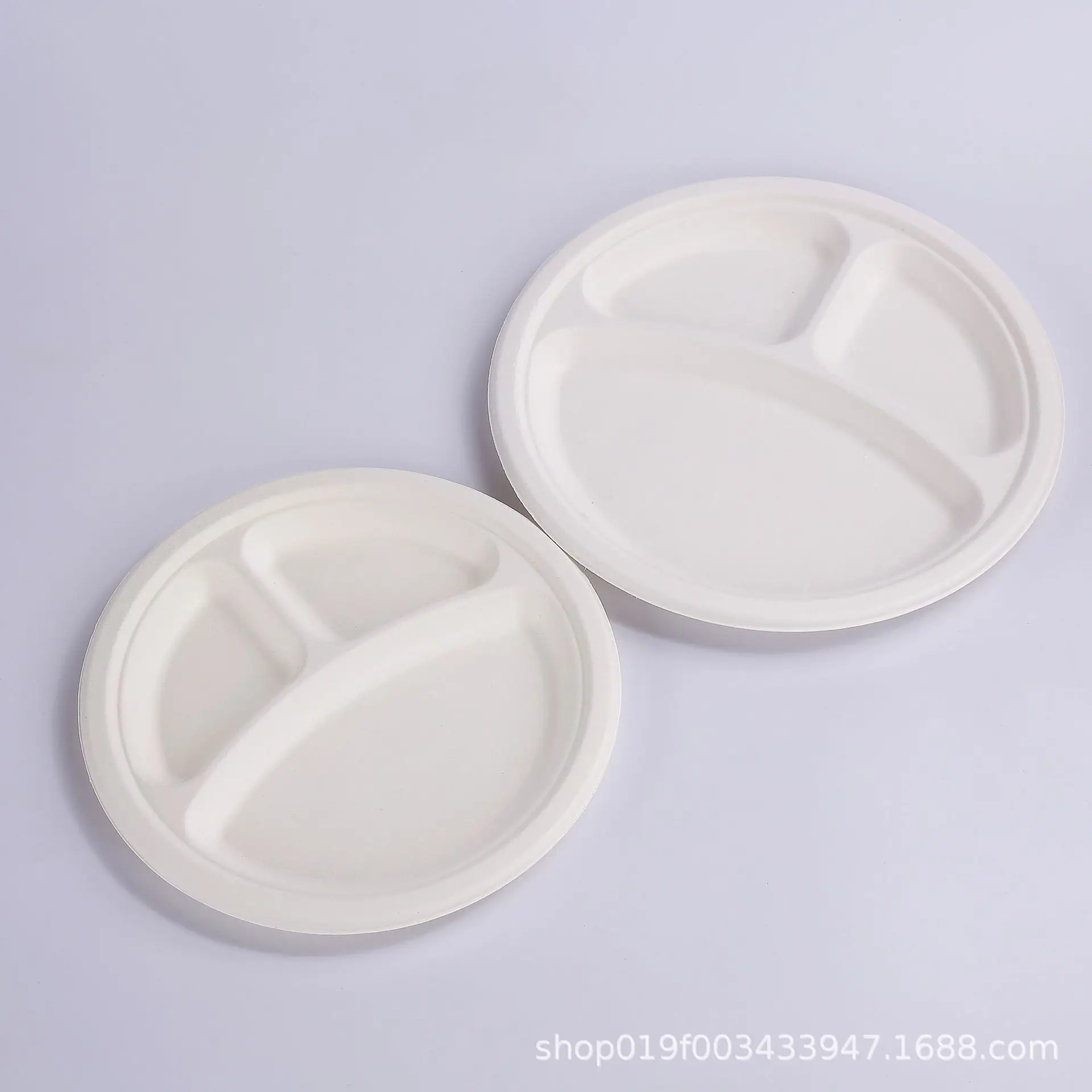 Platos desechables de pulpa de caña de azúcar, vajilla de papel Compostable de tres rejillas, degradable, para picnic, pizza, fiesta, cena, 9/10/50 piezas