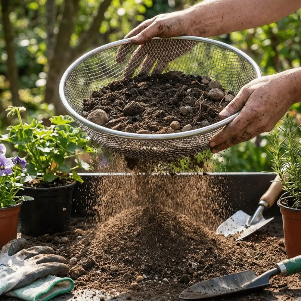 4/6/8 MM Garden Soil Sifter Mesh Basket Rust-Resistant Metal Soil Sieve Round Sifting Equipment Rock Dirt Separator