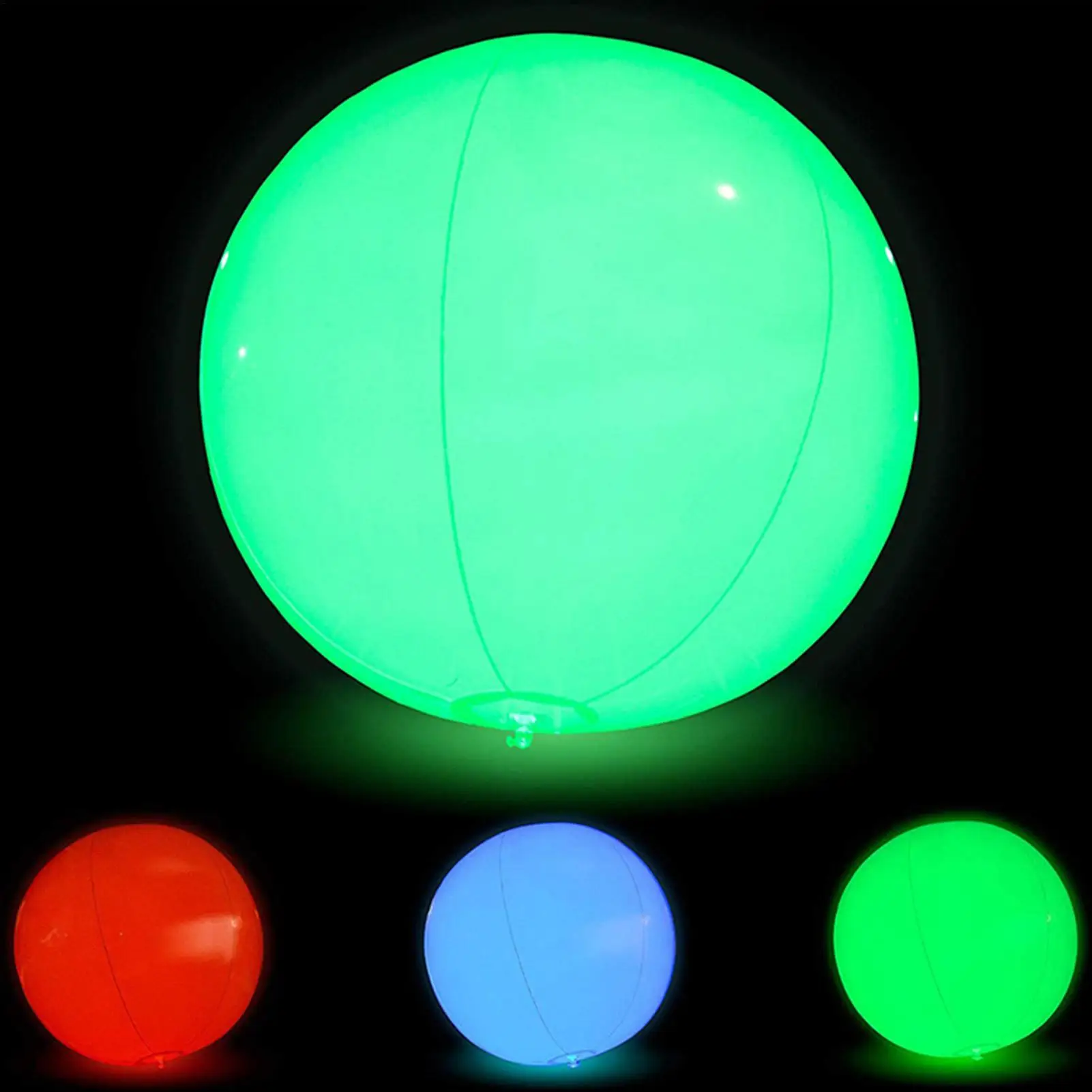 60cmライトアップビーチボール-リモコン付きled-4モード-グロービーチトイ-大人子供向け-室内屋外プール-ウォーターパーク用
