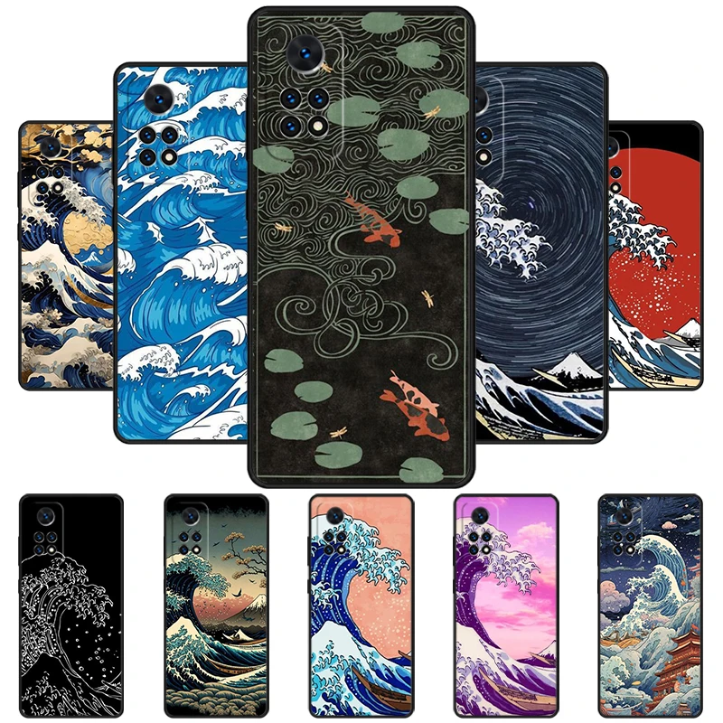 Ukiyo-e Japanese Wave Phone Case For Redmi Note 11 EPro 11S 10T 9S Promax 8 Pro Xiaomi Mi 11 12X 12S Ultra Cover