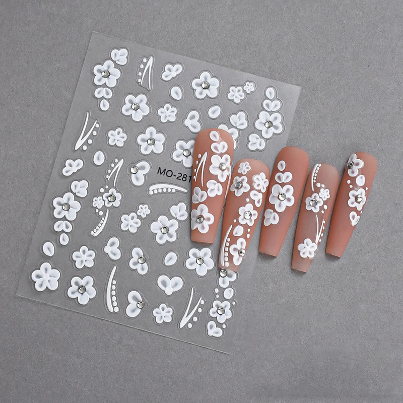 Fiore lucido strass 3D autoadesivo decorazioni per unghie adesivi decalcomanie per Manicure