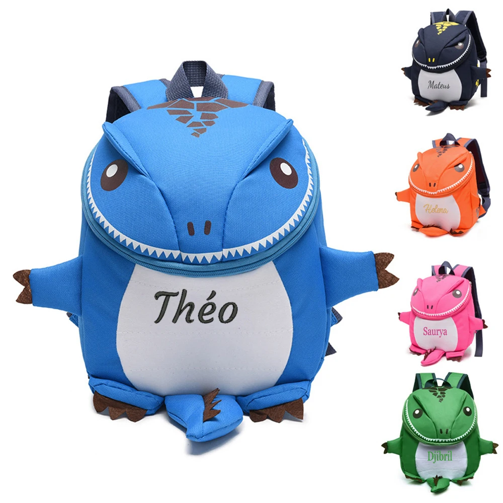 Bolsa Escolar de dibujos animados personalizada para niños, mochila de guardería para niños de 2 a 5 años, dinosaurio de dibujos animados